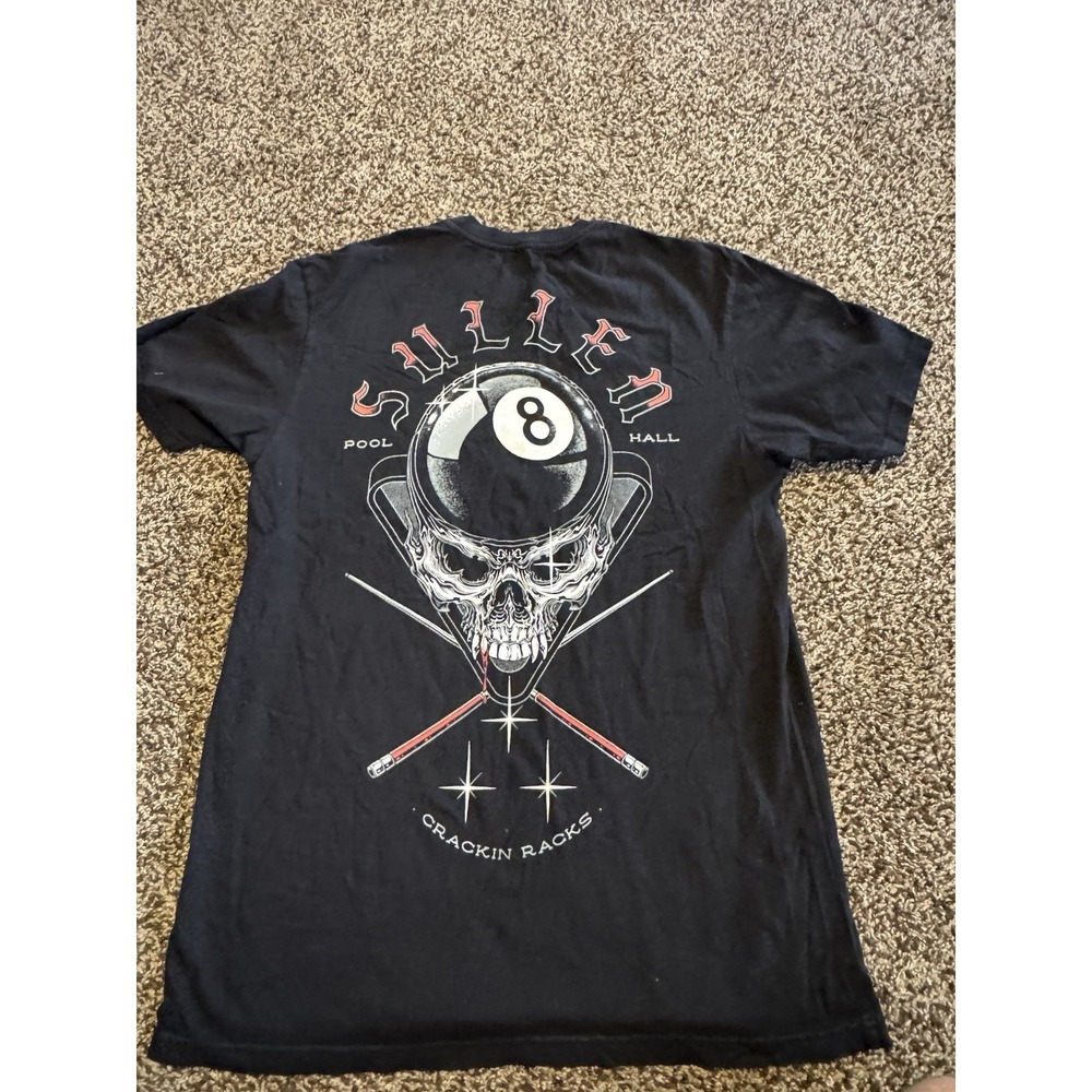 Sullen Art Collective T-shirt Premium Skull Pool Hall Crackin Racks 8 Ball L